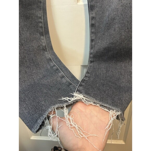 Paige Cindy High Rise Straight Ankle Jeans Womens 26 Ash Black Raw Hem Retro - Picture 9 of 12